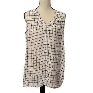 Motherhood Maternity Career Tank Black and Cream Grid Blouse Buttons M NWT